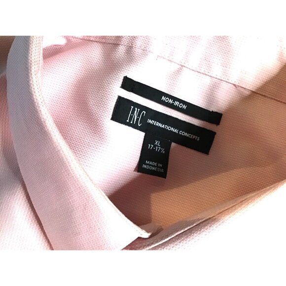 INTERNATIONAL CONCEPTS- MENS PINK NON-IRON BUTTON-DOWN SHIRT SIZE NECK 17-17.5 - Picture 3 of 7